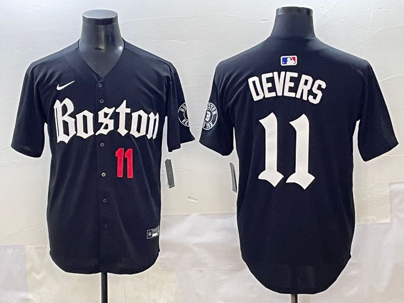 Men 2025 Boston Red Sox #11 Devers Black Five generations Joint Name Nike MLB Jersey style 7